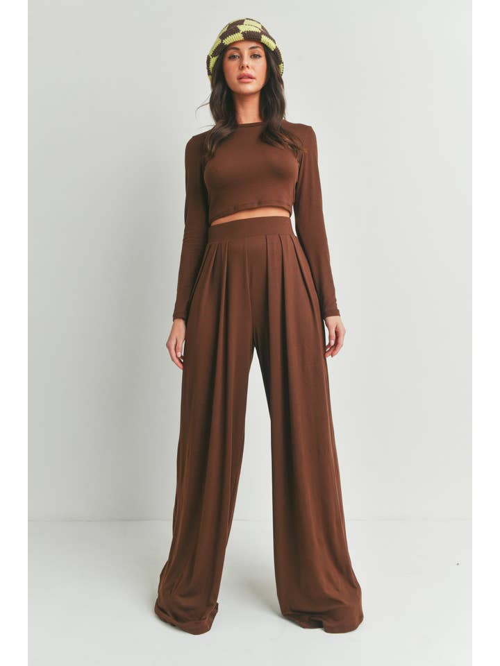 Peace Love Line - Wholesale Top & Pant Set (NOT Loungewear) - Women's - SLI3880 - LONG SLEEVES CROP TOP AND PANTS SET14