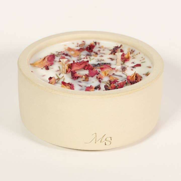 Stoneware candle - Rose du Séjour for wholesale by Maison Séjour
