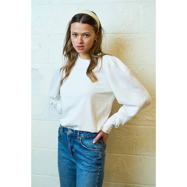 The GREii - Wholesale Sweatshirt - Women's - Floral Textured Sweatshirt