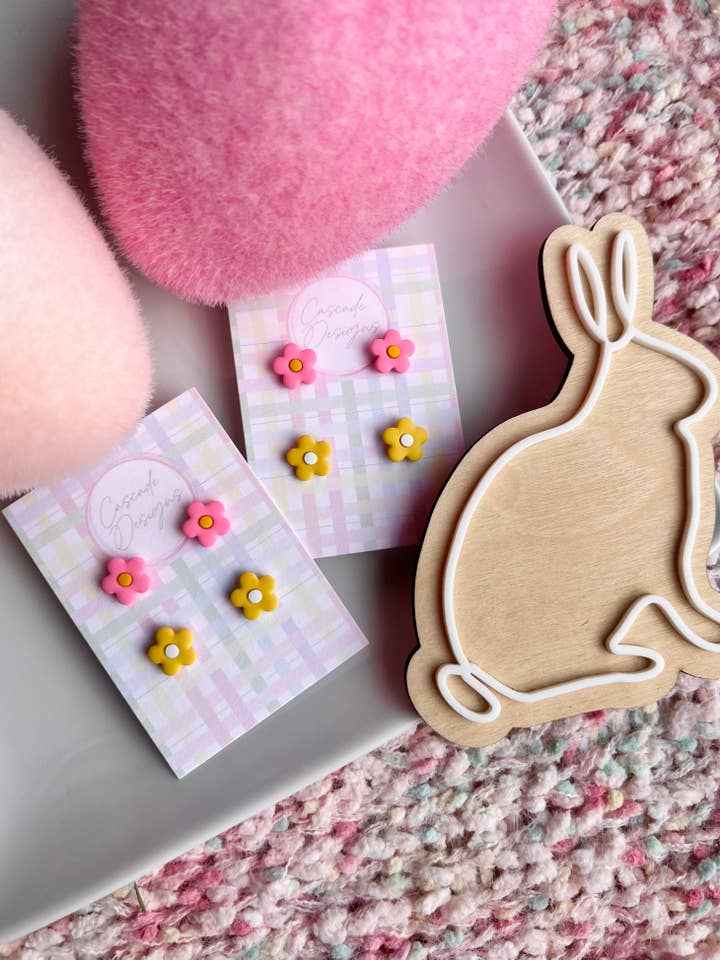 The April | Mini Flower Clay Earring Studs - Set of 2 for wholesale by Cascade Designs