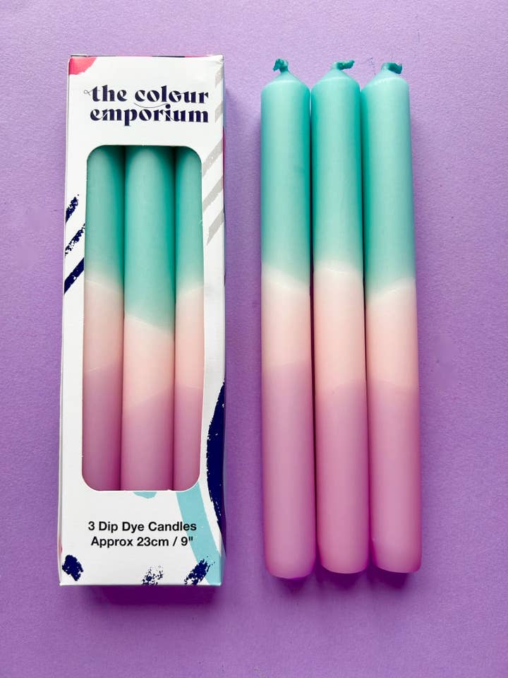 Trio de bougies Dip Dye BLISSFUL BLOSSOMS pour la vente par The Colour Emporium