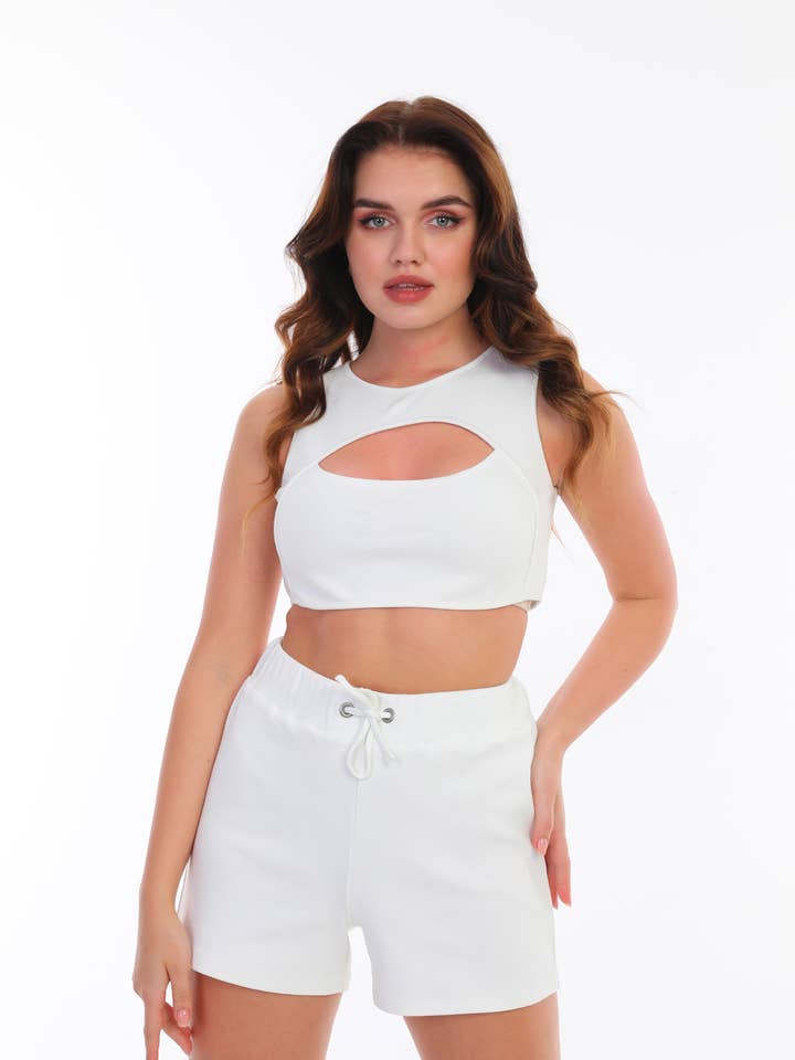 00297 ECRU SHORT SETS for wholesale by CM FASHION