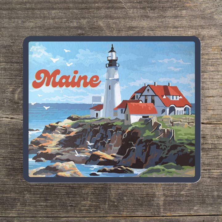 Maine Lighthouse Vinyl Sticker for wholesale by Quiet Tide Goods