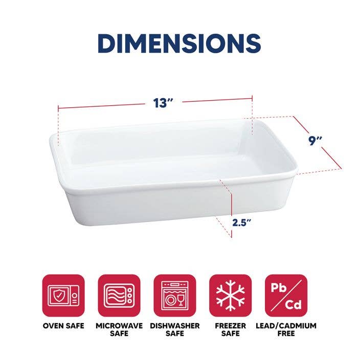 HIC - Harold Import Co. - Wholesale Kitchen Tool/Gadget - HIC Kitchen Lasagna Pan, White1