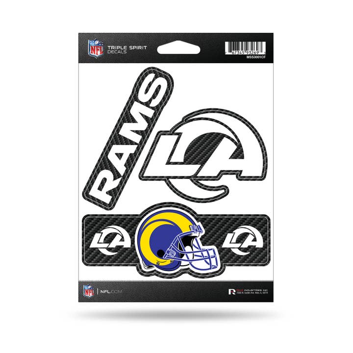 Rico Industries - Wholesale Sticker - NFL Los Angeles Rams Carbon Fiber Triple Spirit Stickers