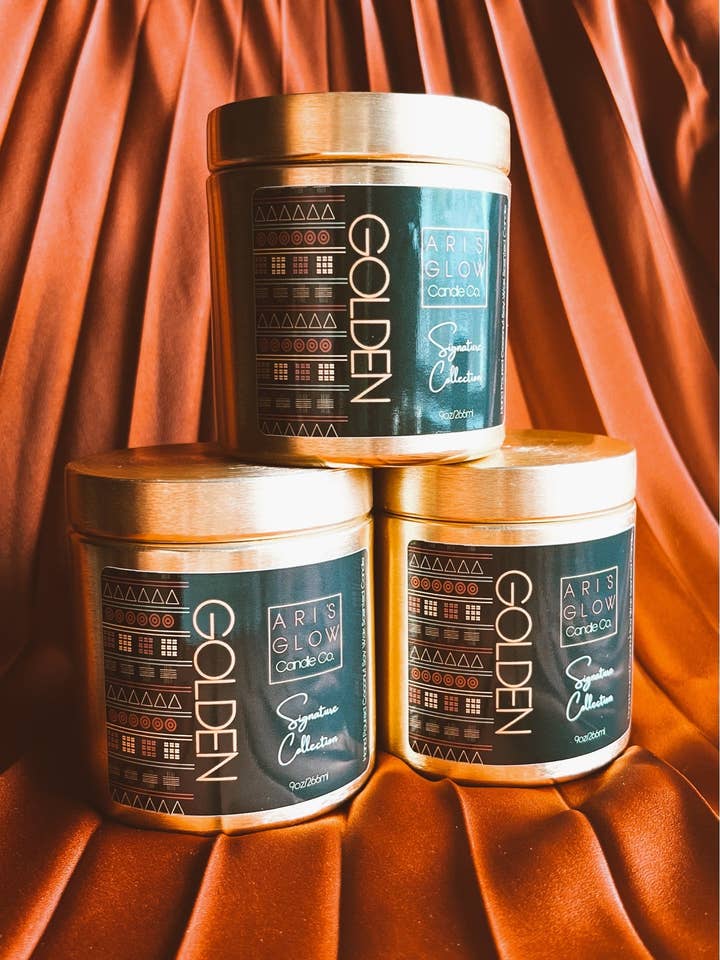 GOLDEN for wholesale by Ari’s Glow Candle Co.