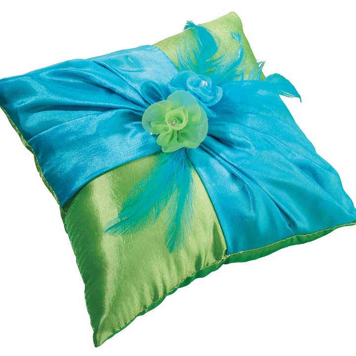 Blue and Green Ring Pillow for wholesale by Lillian Rose