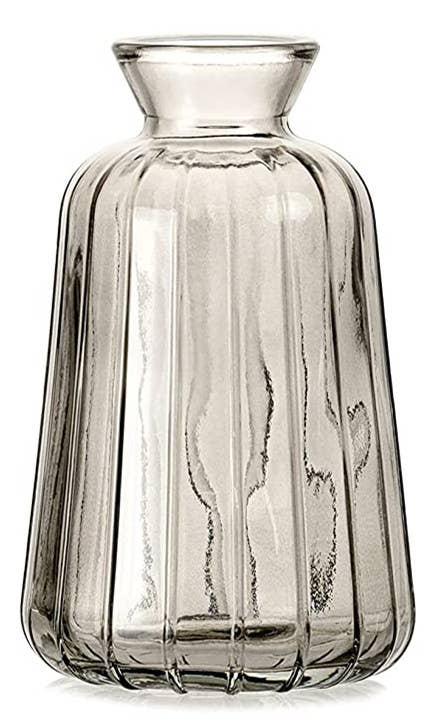 Sweet Home Deco - Wholesale Vase - Pleated Glass Bud Vases, Small Glass Vases, Clear/Pink/Grey9