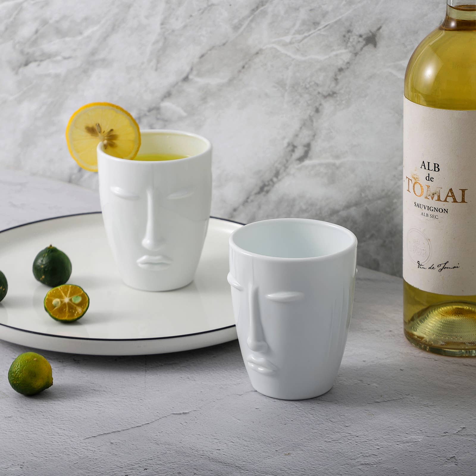 Everest Global - Wholesale Drinking Glass/Cup - Human Face Black/White Tumbler set of 611