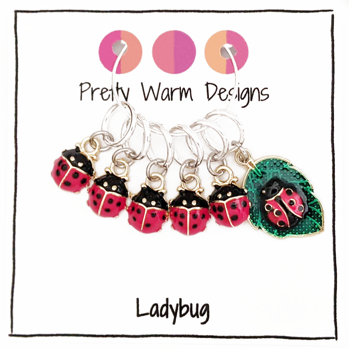 Pretty Warm Designs - Wholesale Knitting/Crochet Supplies - Ladybug Stitch Markers - Set of 61