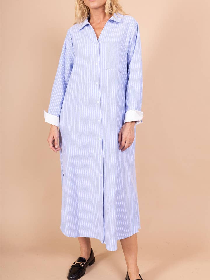 Vestido-camisa às riscas por atacado de DOLSSACI