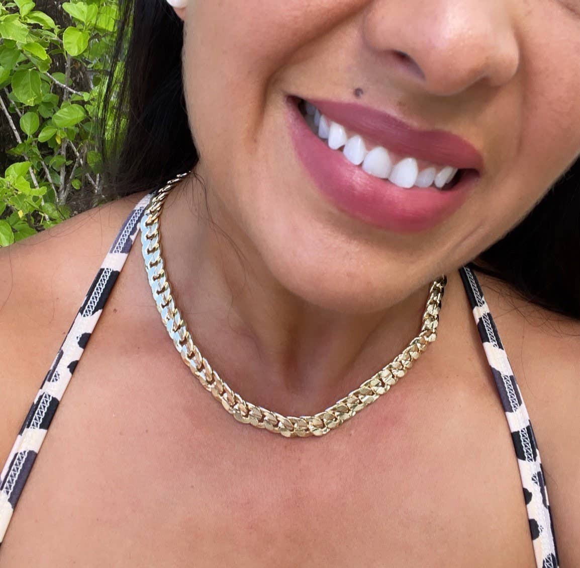 Milie - Wholesale Link & Chain Necklace - 18k GF Thick Carved Cuban Link Chain 9.5mm Necklace4