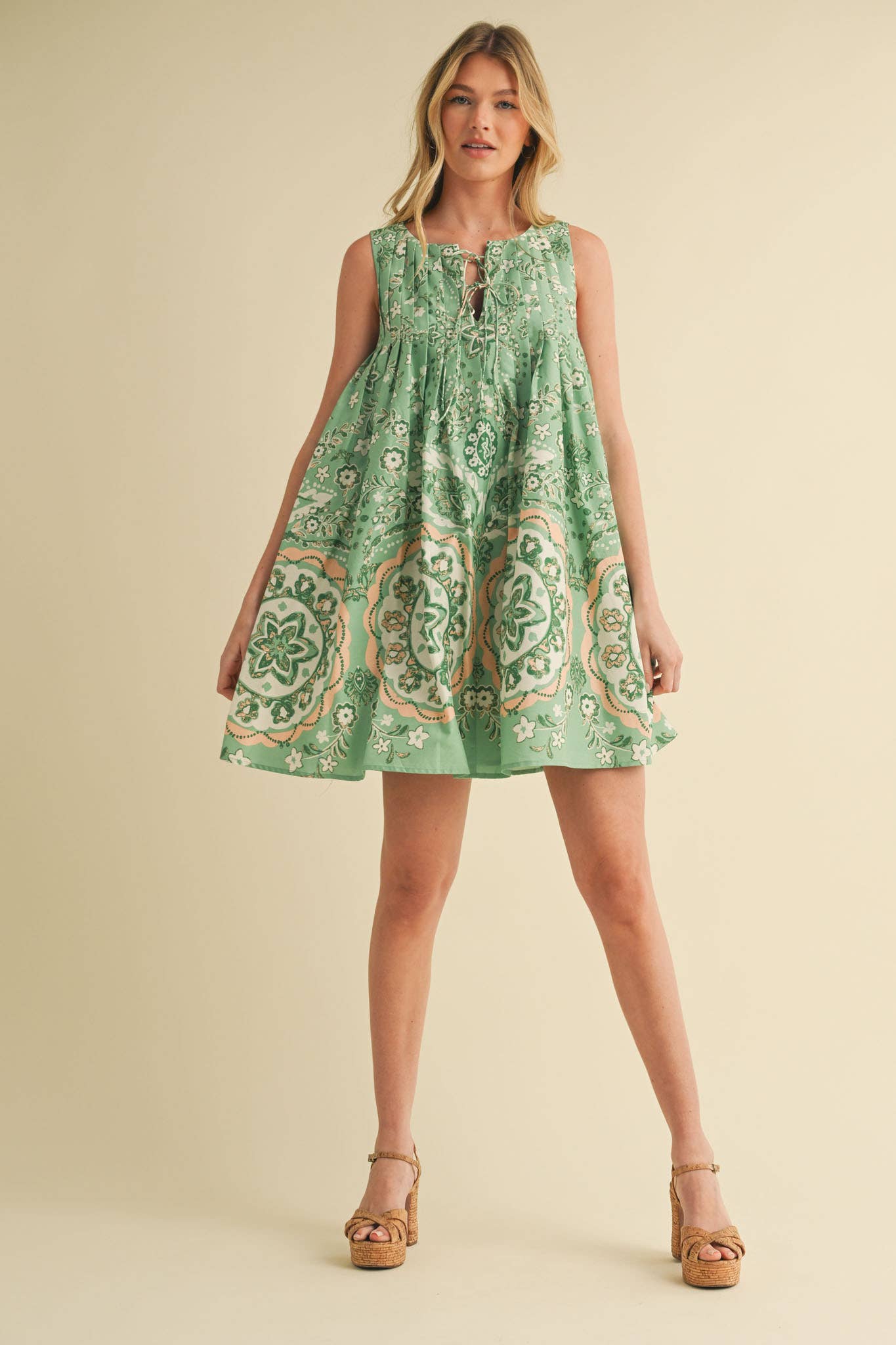 &MERCI - Wholesale Dress - Women's - EXCLUSIVE PRINT MINI DRESS WITH PLEATING MDR408620