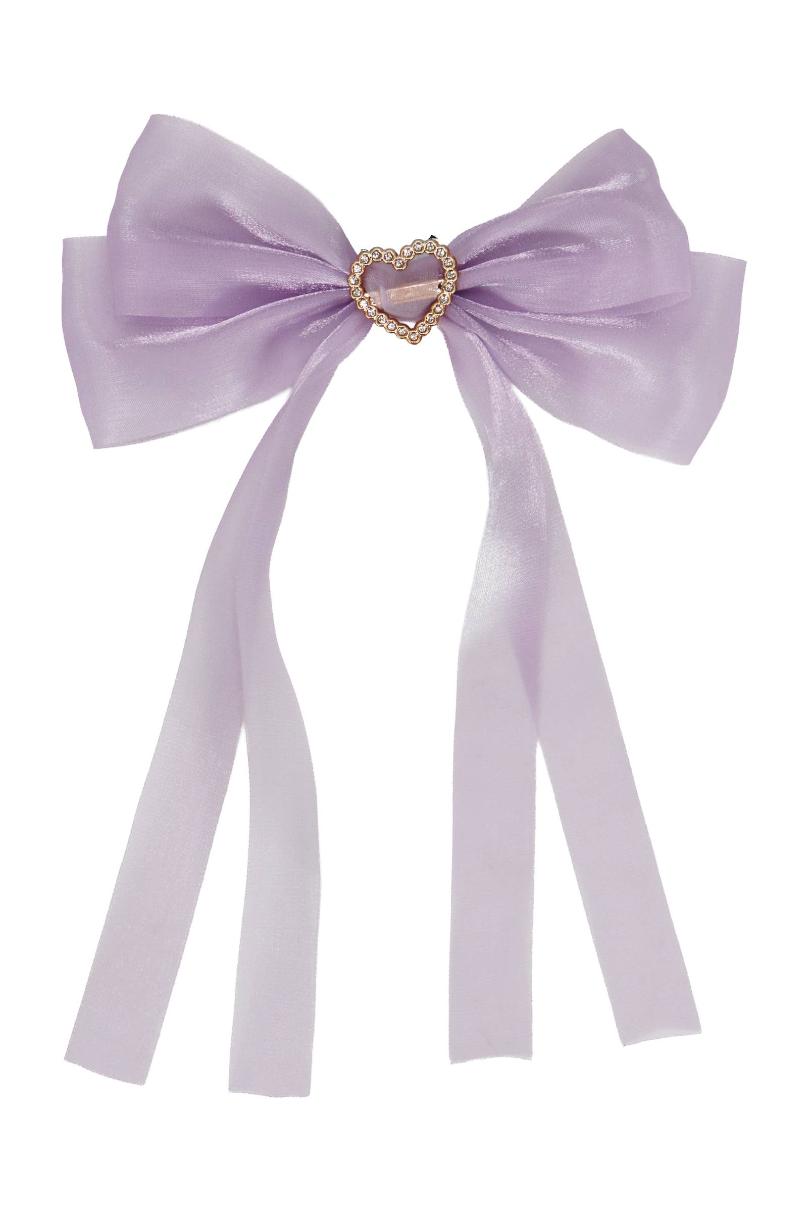 Cap Zone - Wholesale Hair Clip - Kids - Bling Heart Chiffon Polyester Ribbon Hair Clip3