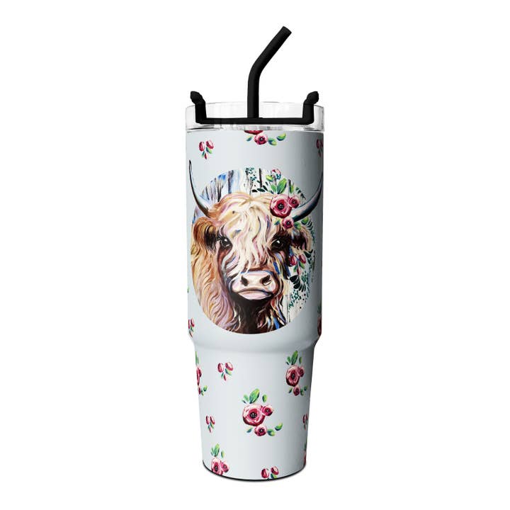 Highland Cows Design 30oz Tumbler personalized cups with lids for wholesale by OEELINN