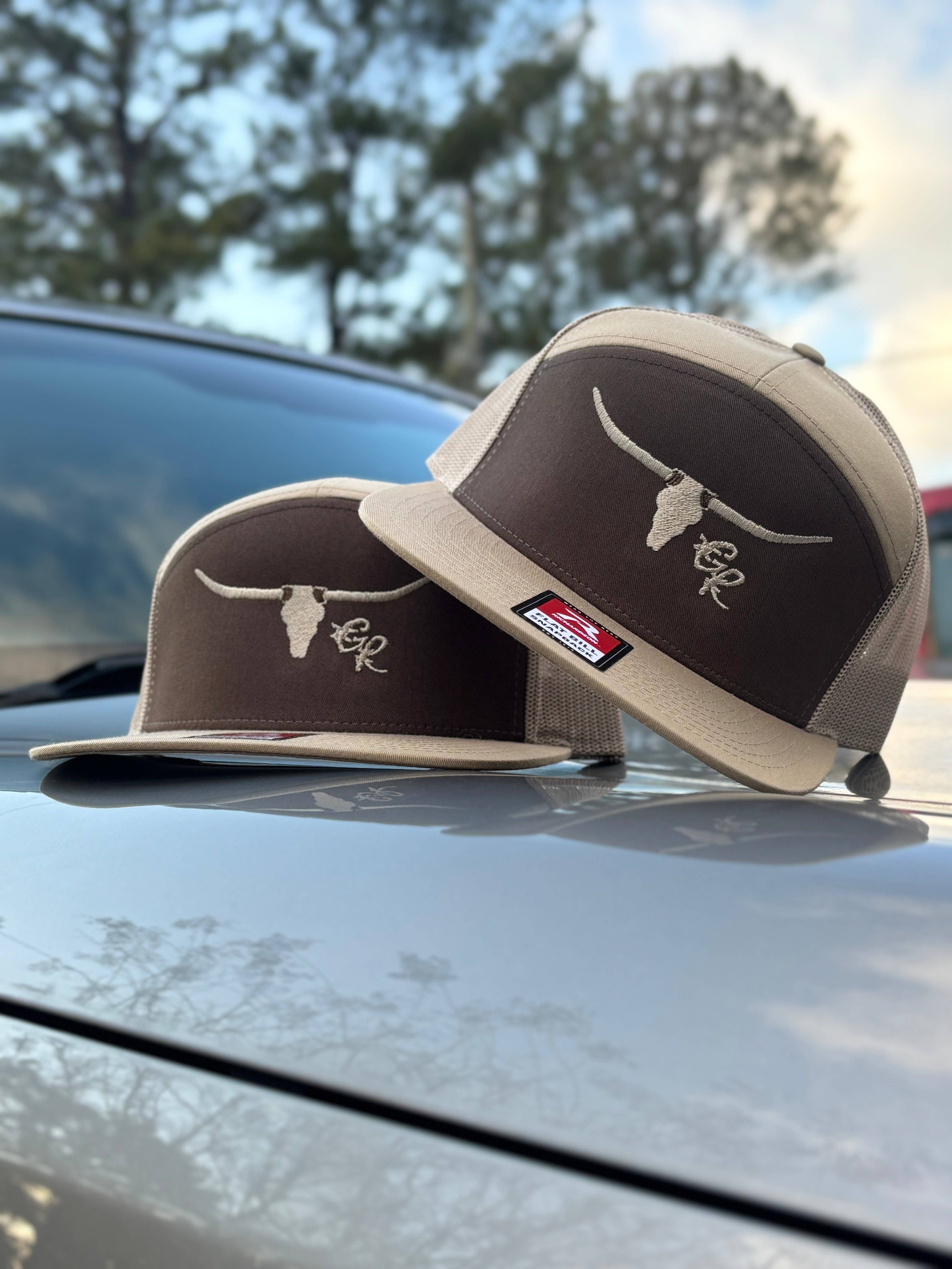 Ghost Ridge Brand - Wholesale Trucker Hat - Unisex - Brown/Khaki Richardson 168 Barbwire Bull0