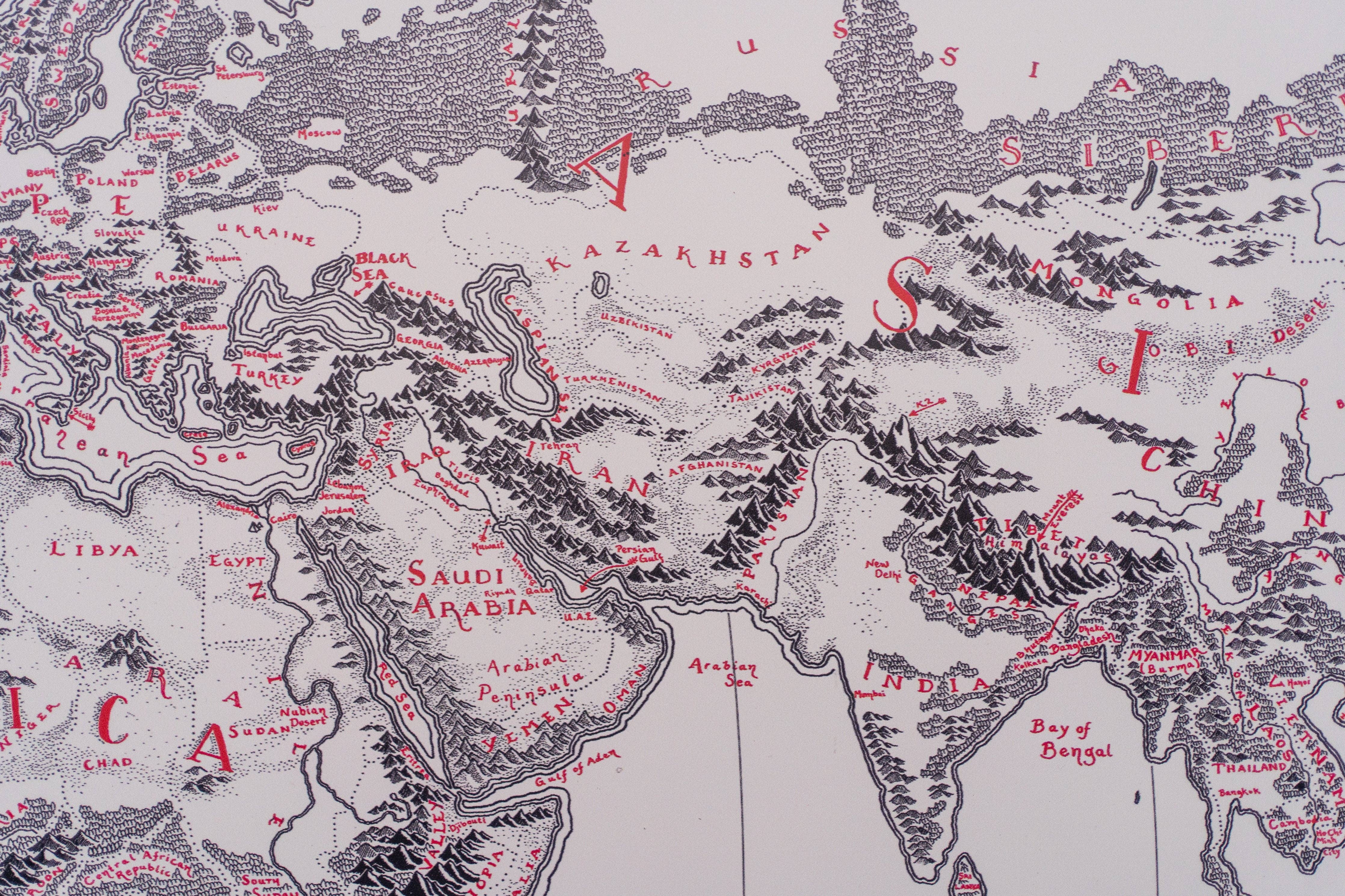 Lord of Maps - Wholesale Map - Hand-Drawn High Quality World Map9