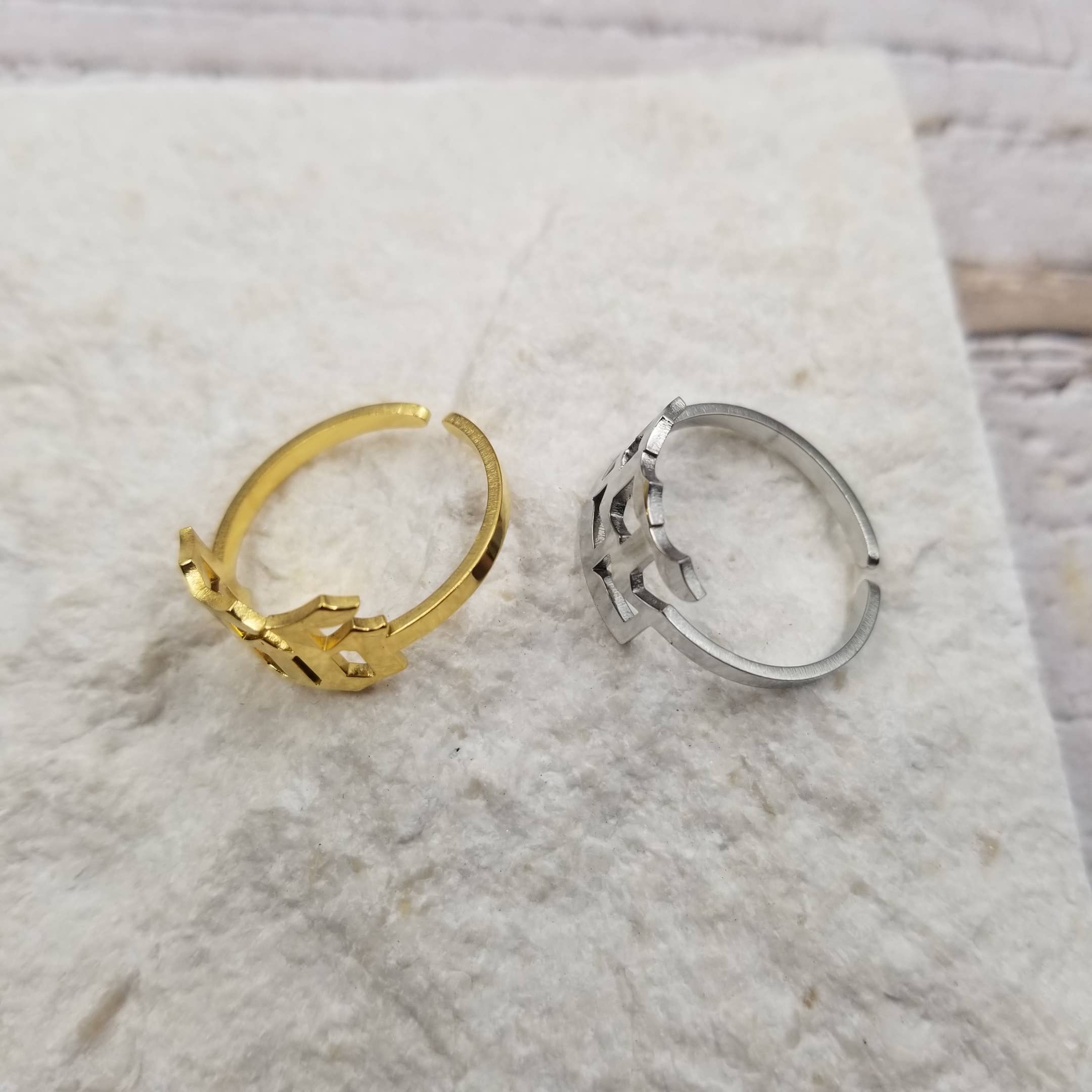 Treasure Wholesale - Wholesale Band/Stacked Ring - Angel Number Ring ,Gold & Silver3