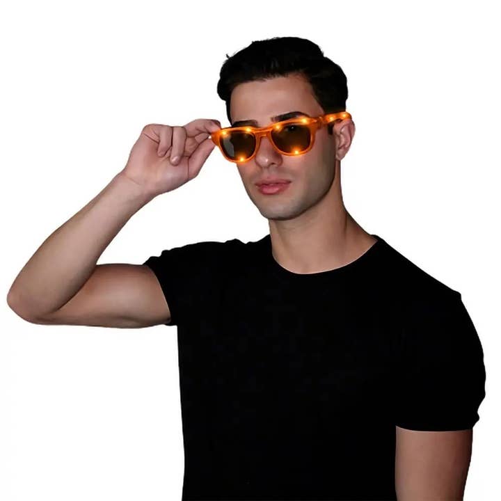 Orange LED Nerd Glasses for wholesale by Blinkee.com, LLC