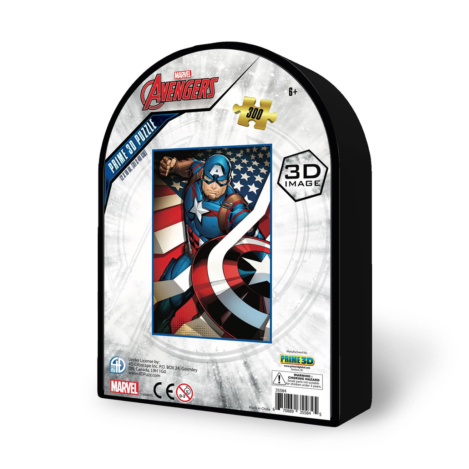 Primemotion, Inc - Wholesale Puzzle - Adult - Marvel Captain America Shaped Tin 300pc 12x18"6