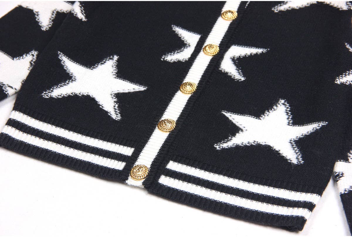 Productseeker - Wholesale Cardigan - Women's - JK029 Chic Star-Pattern Knit Cardigan - Spring/Autumn Top3
