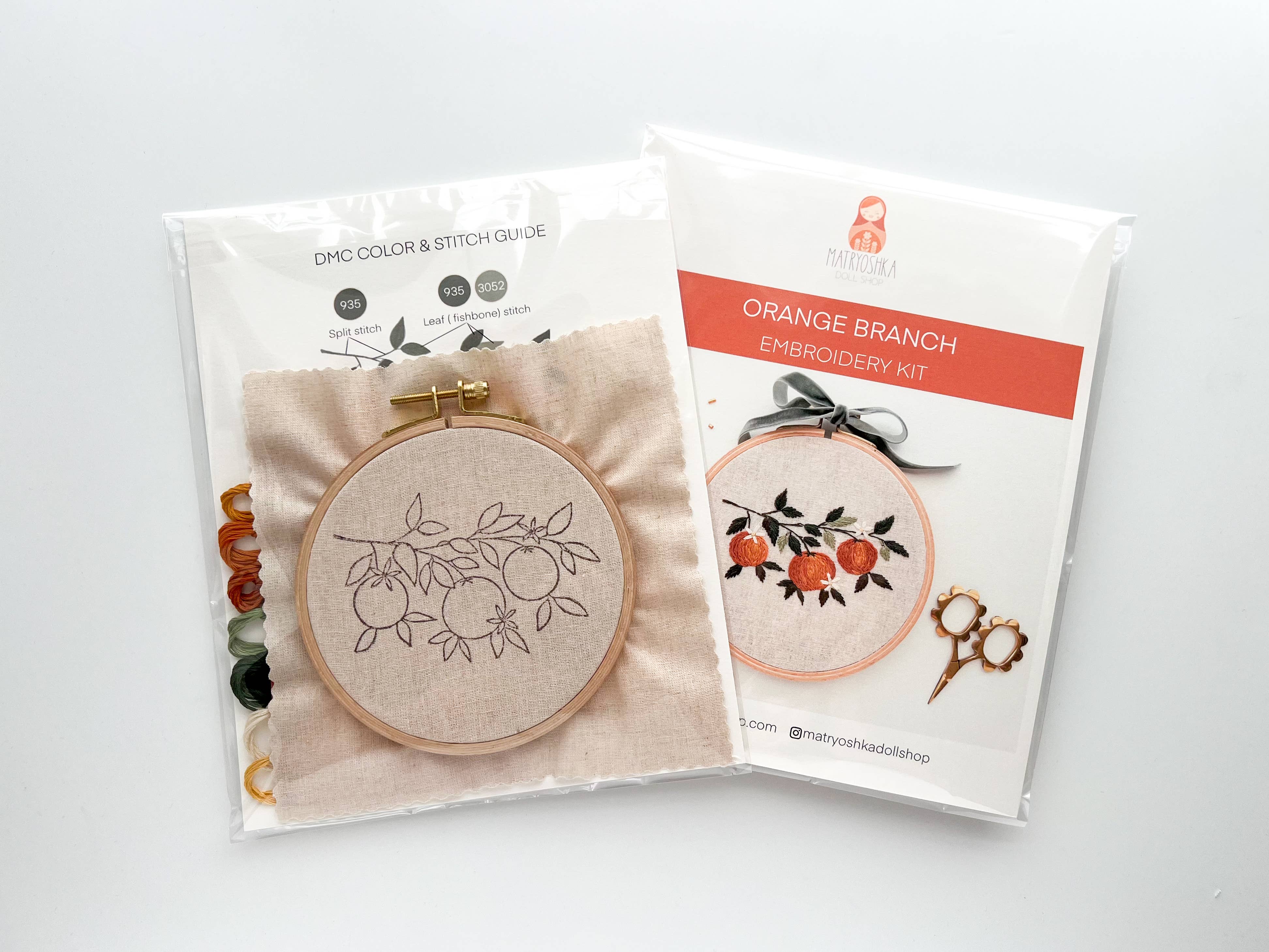 Matryoshka Doll Shop - Wholesale Embroidery/Cross Stitch Supplies - Orange Branch embroidery DIY kit, beginner embroidery kit6