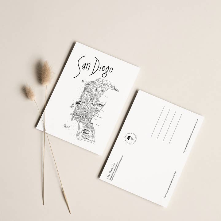 4x6 San Diego, CA Postcard for wholesale by Traveling Calligrapher