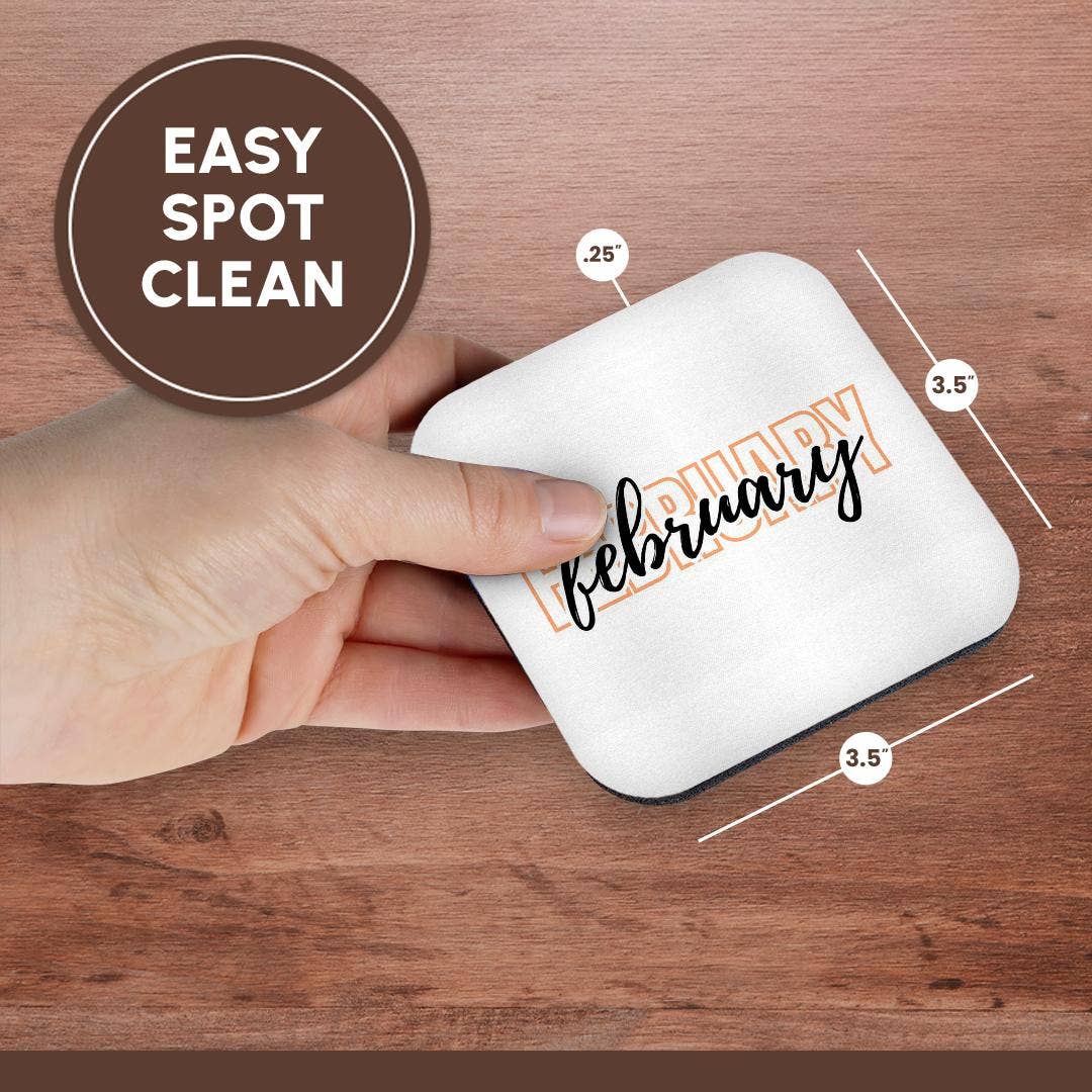 3dRose - Wholesale Coasters - 3dRose, February - Typography Text, Coaster13