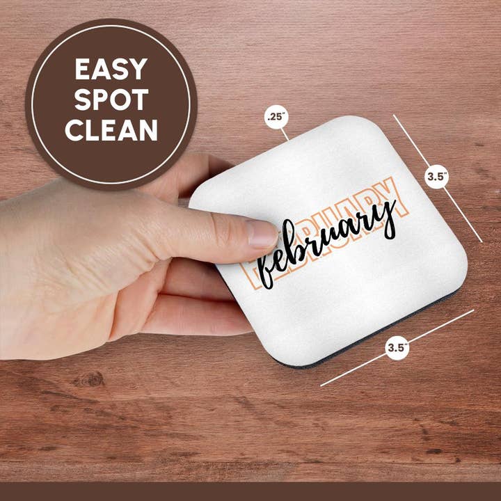 3dRose - Wholesale Coasters - 3dRose, February - Typography Text, Coaster13