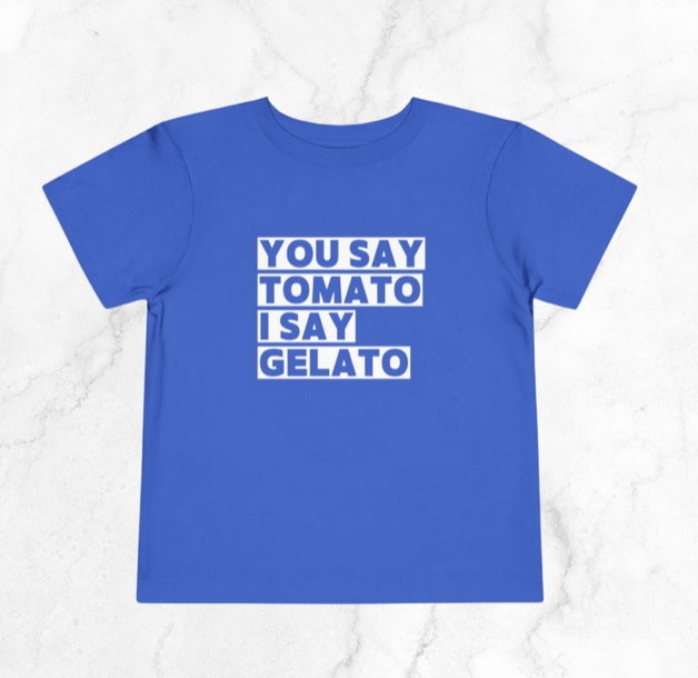 Grace + Bo - Wholesale Screen Printed T-Shirt - Kids - You Say Tomato, I Say Gelato  Tee  0