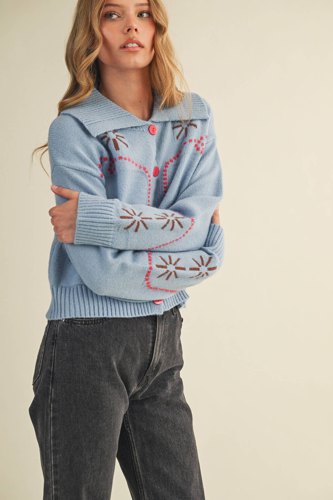 &MERCI - Wholesale Cardigan - Women's - WESTERN DESIGN SWEATER CARDIGAN MSW1121739