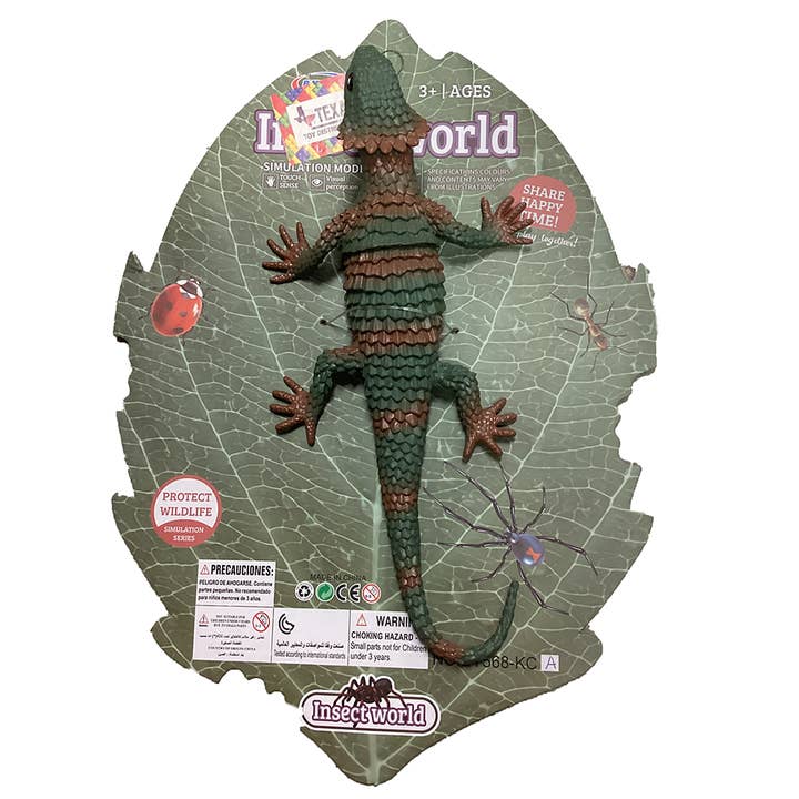 Armadillo Lizard 9" Reptile Figurine on Peggable Board for wholesale by Texas Toy Distribution