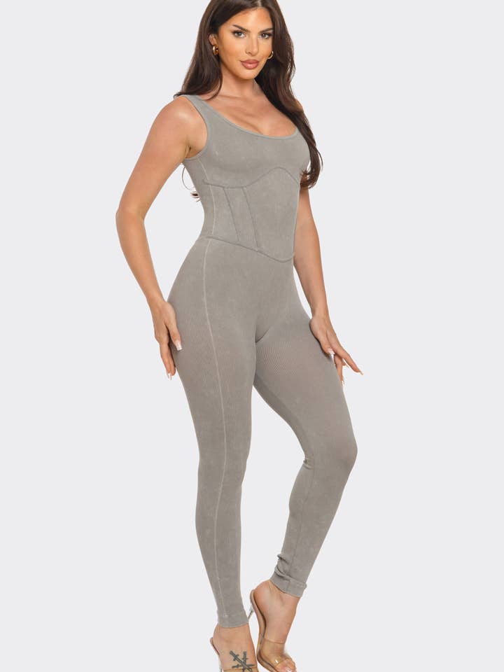 Julia by LoveJ - Wholesale Jumpsuit - Women's - Front Scoop Neck Corset Style Jumpsuits14