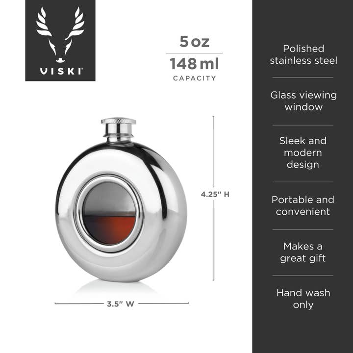 Viski - Wholesale Flask - Irvingâ„¢ Stainless Steel & Glass Scope Flask