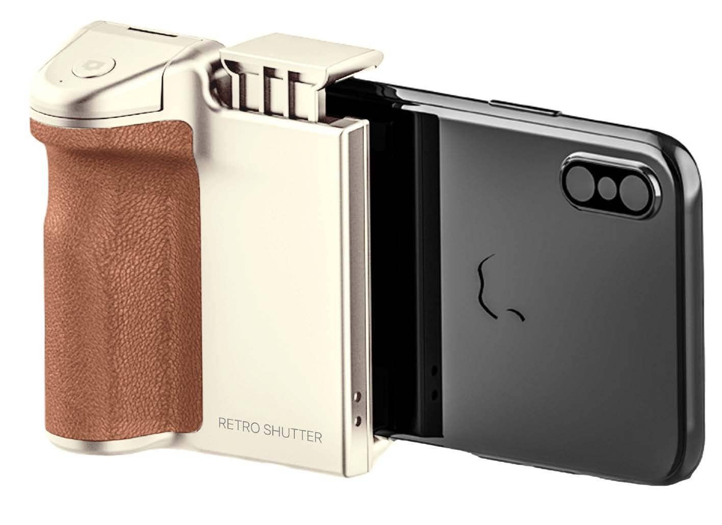 FashionIt – Suporte para tablet por atacado – Obturador Retro - Punho do obturador da câmara do telemóvel - Marfim1