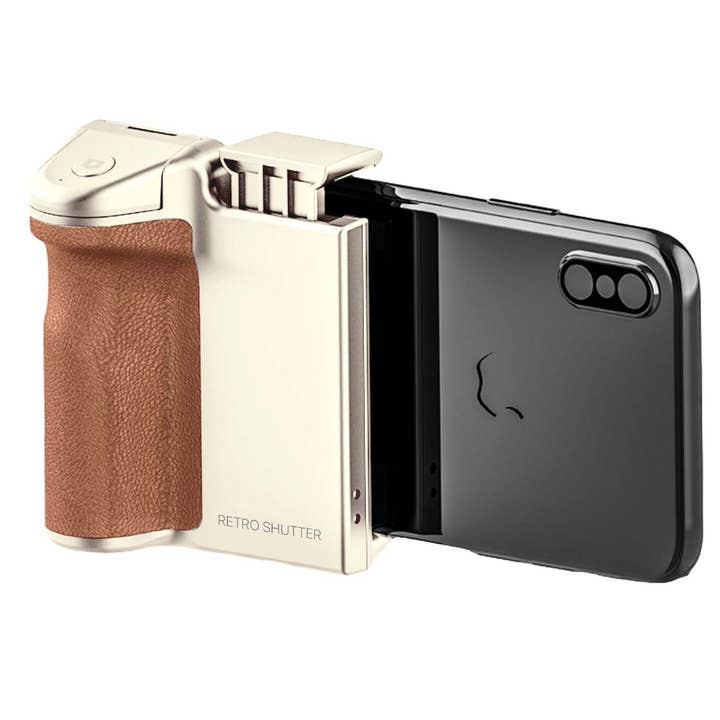 FashionIt – Suporte para tablet por atacado – Obturador Retro - Punho do obturador da câmara do telemóvel - Marfim1