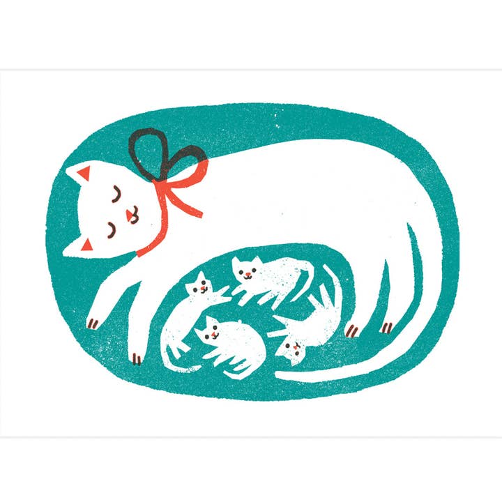 Katzen & Kätzchen A4 Risograph Kunstdruck für den Großhandel von The Printed Peanut Homeware & Stationery