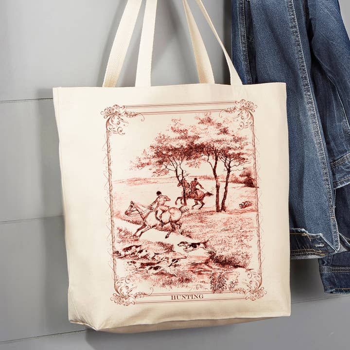 Bolsa de lona Vintage English Fox Hunting de 12 oz para venta al por mayor de Avery Lane Gifts