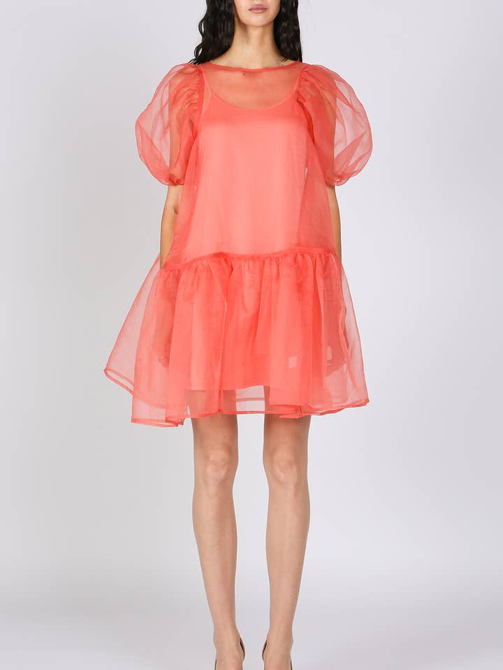 Fine Organza Mini Dress With Inner Slip BA3744 for wholesale by Beulah Style