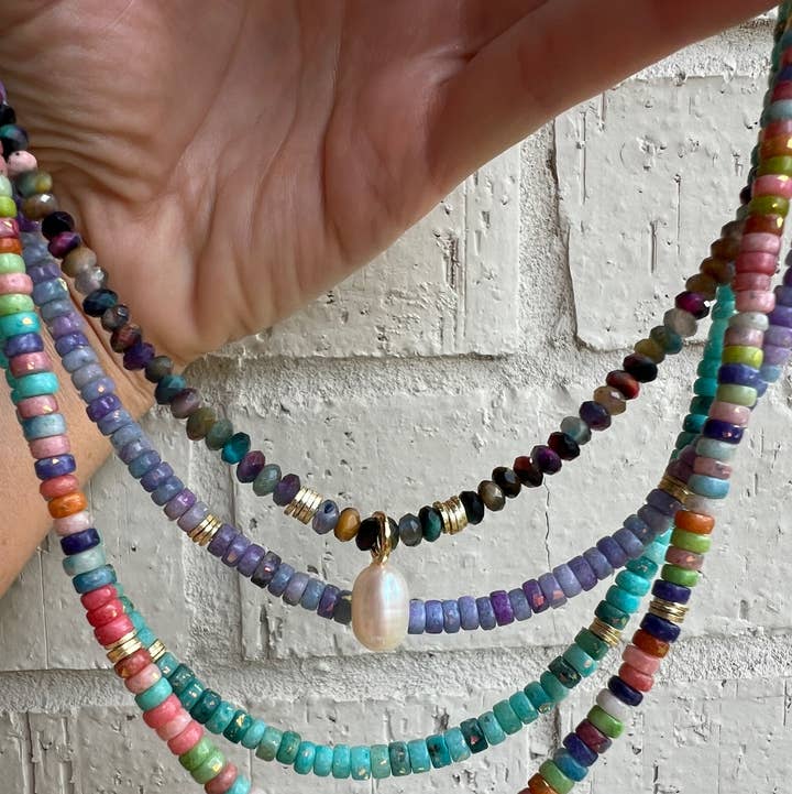 Sonya Renee Jewelry - Vendita all'ingrosso Collane di perline/perle - Collana Minnie - Perline di Dolomite con Riflessi Dorati15