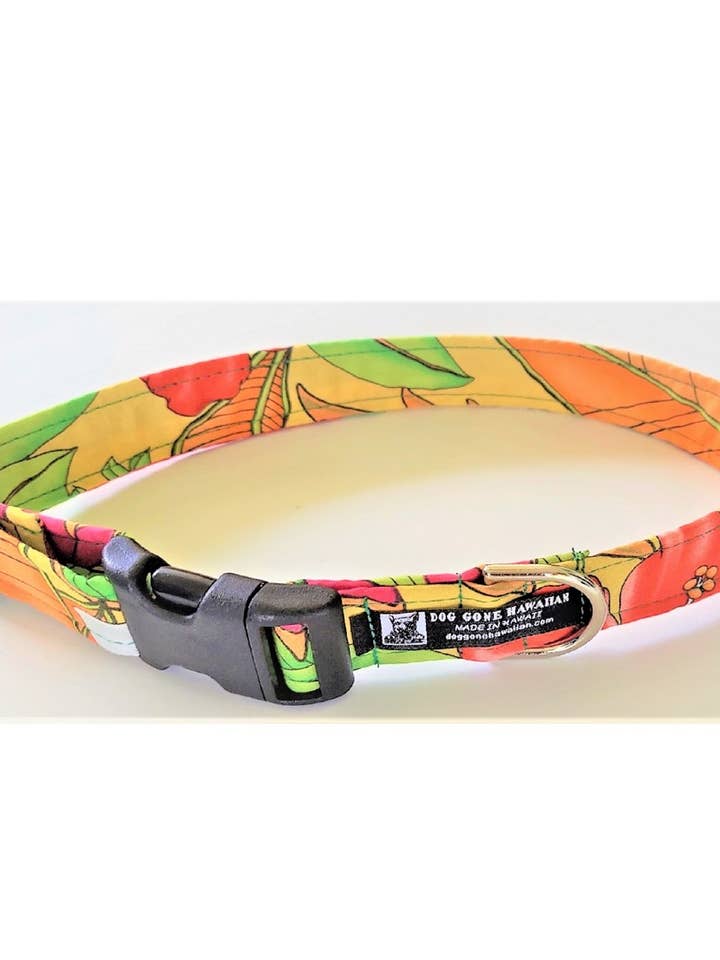 Hawaiian Fabric Adjustable Dog Collar-"Haleakala" for wholesale by Dog Gone Hawaiian