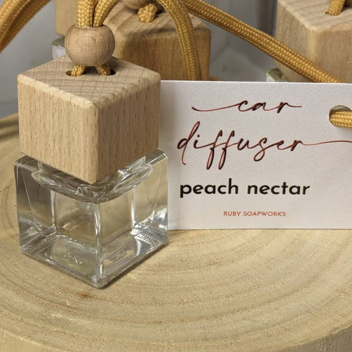 Square Glass Car Diffuser (40+ Scents, You Choose) for wholesale by Ruby Soapworks