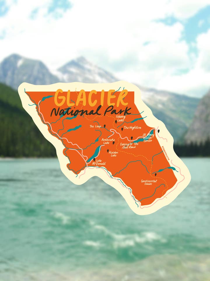 Glacier National Park Map Sticker for wholesale by Ranger Collective