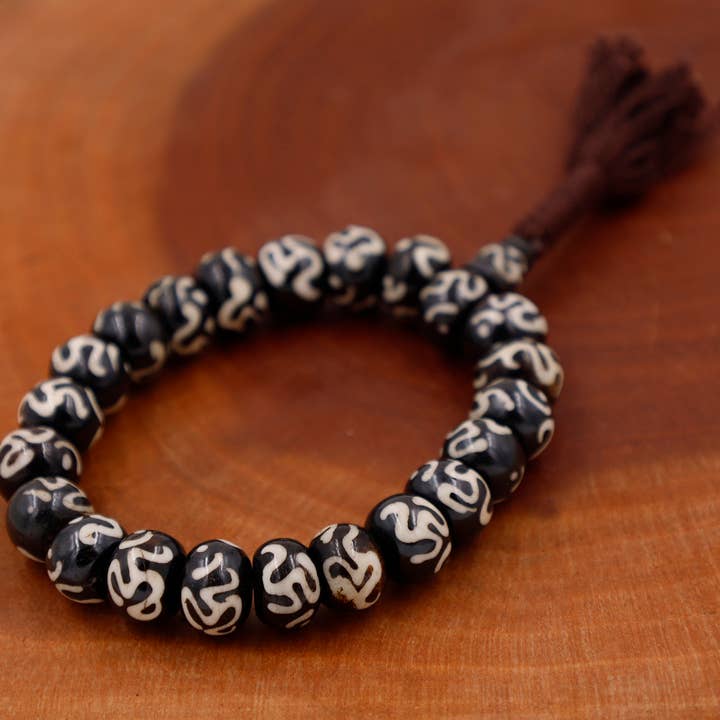 Lungta Imports - Wholesale Prayer Beads Necklace - Tibetan Meditation Bone 21 Beads Wrist Mala Hindu OM Yoga1