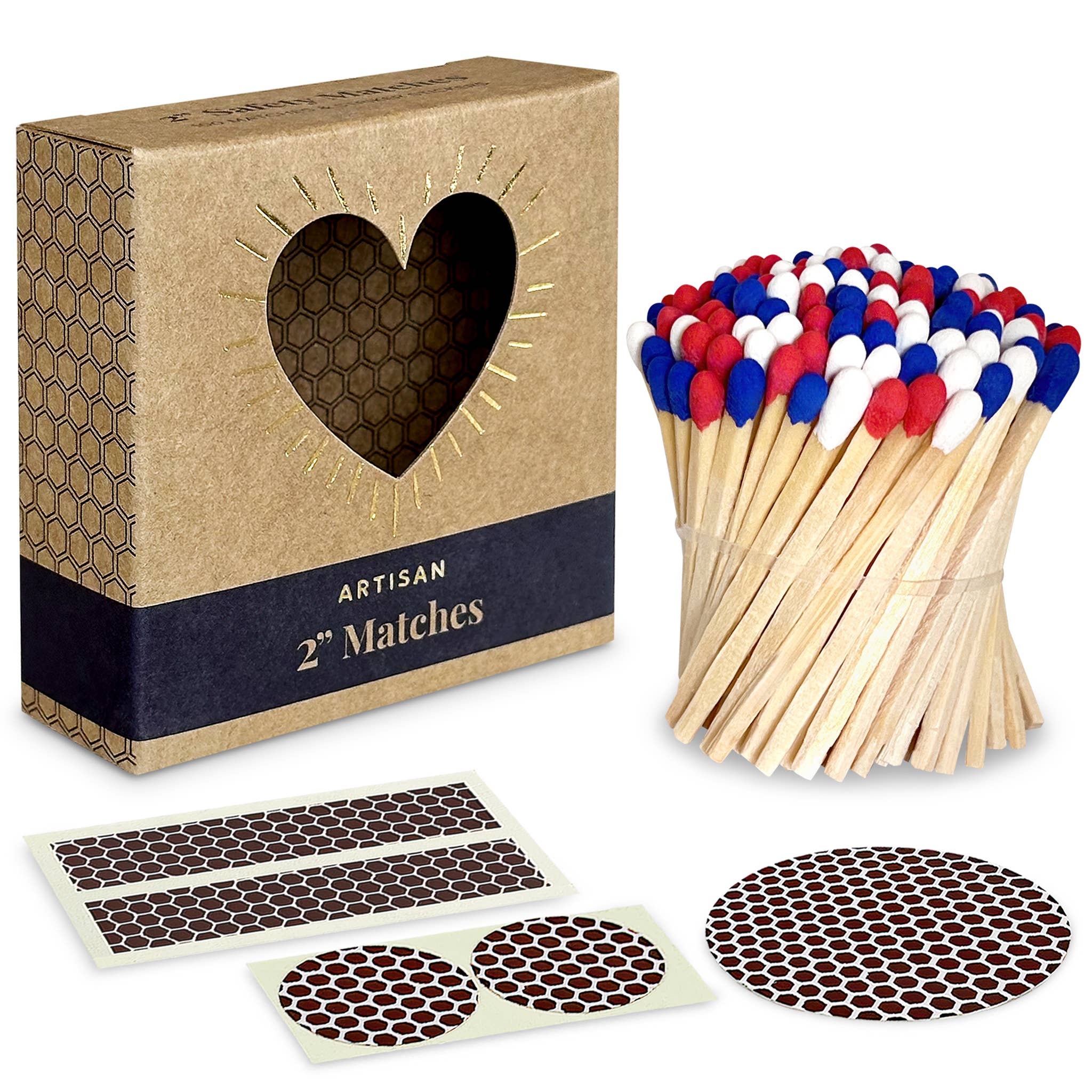Patriotic Red, White & Blue Matches, Size & Holder of Choice for wholesale on Faire4