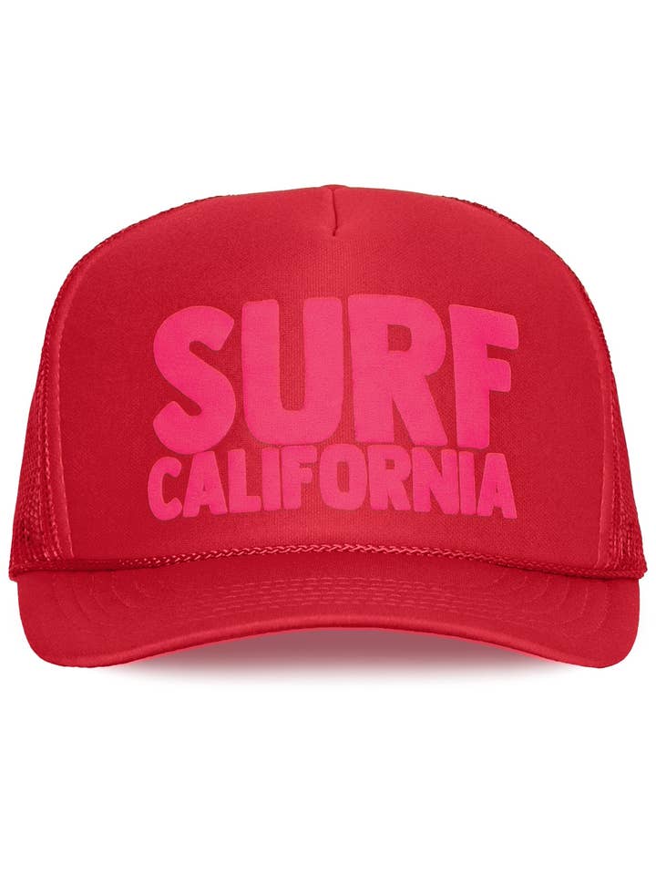 Casquette Trucker Surf California en rouge pour la vente par Friday Feelin'
