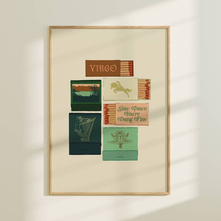 Artbaby & Co. - Wholesale Art Print - Zodiac Vintage Inspired Matchbook/Matchbox Prints