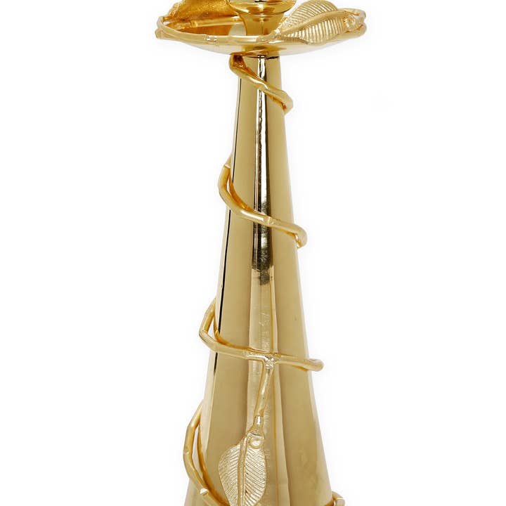 CLASSIC TOUCH DECOR INC. - Wholesale Candle Holder - Gold Taper Candle Holder Leaf Spiral Design