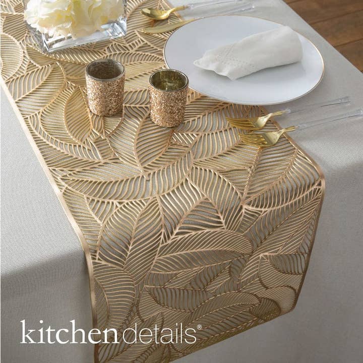 Luxe Party - Vendita all'ingrosso Runner - Home Dettagli Runner da tavolo con taglio laser a foglia in oro