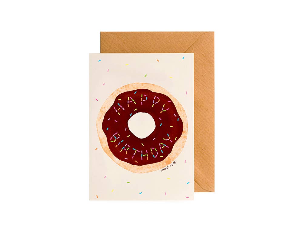 Yes! Paper Goods - Vente Cartes d'anniversaire - Carte Donut SCRATCH + SNIFF Joyeux anniversaire Rainbow Sprinkles1